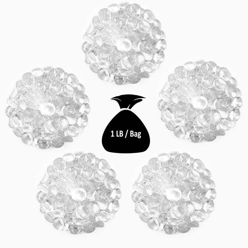 CYS EXCEL 5 LBS Clear Glass Beads for Vases Flat Marble Gemstone Beads Vase Fillers Aquarium Decor Rocks Floral Centerpieces Stones Mosaic Pebbles - Image 3
